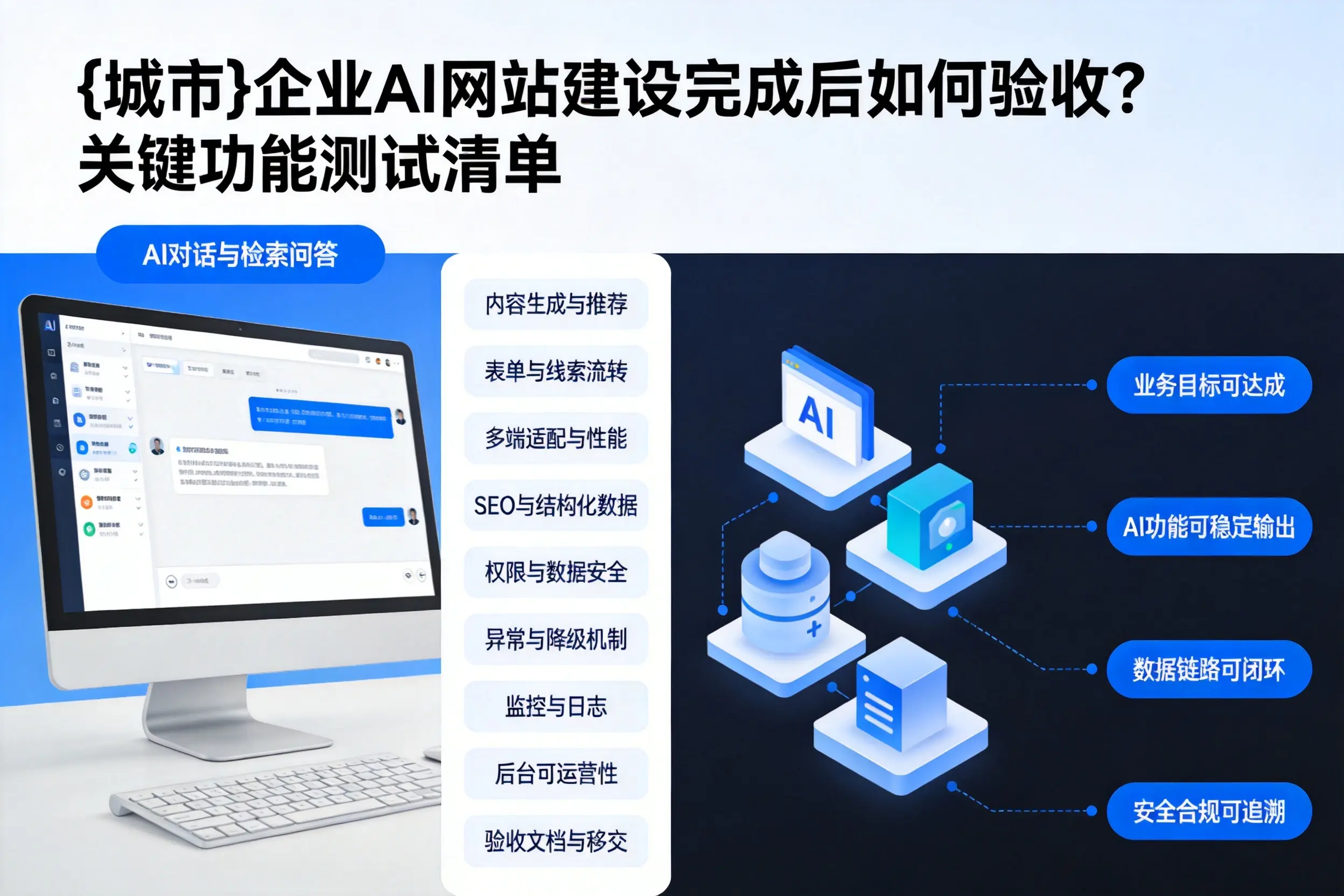 安庆企业AI网站建设完成后如何验收？关键功能测试清单